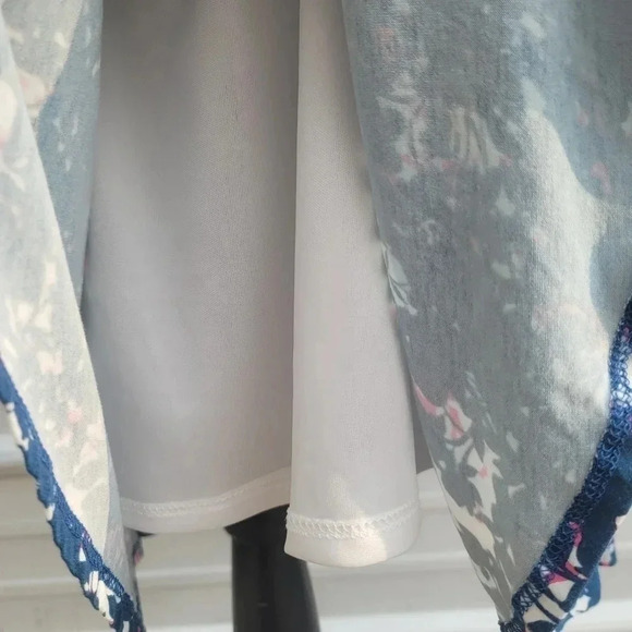 Renee C Stitch Fix Jessica Printed Swing Womens Skirt Blue Pink Floral Knit M - Picture 6 of 9